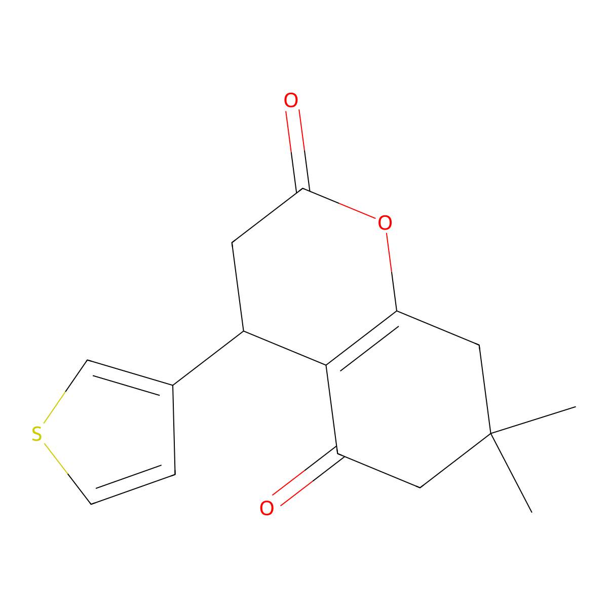 7,7-Dimethyl-4-thiophen-3-yl-3,4,6,8-tetrahydrochromene-2,5-dione molecular structure, CAS 696655-60-4