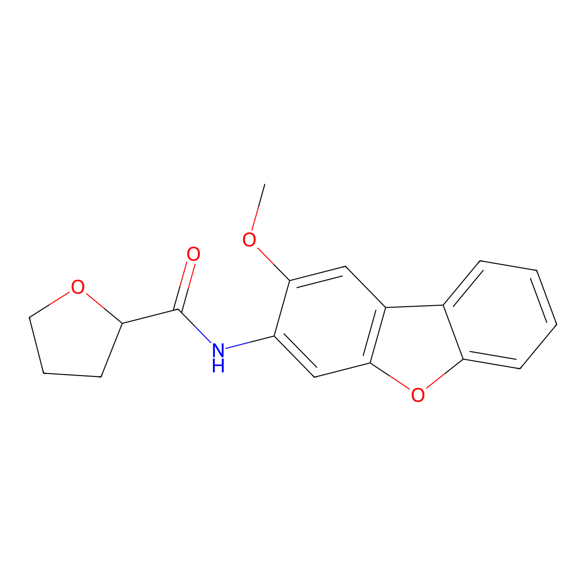 N-(2-methoxy-3-dibenzofuranyl)-2-oxolanecarboxamide molecular structure, CAS 696656-02-7