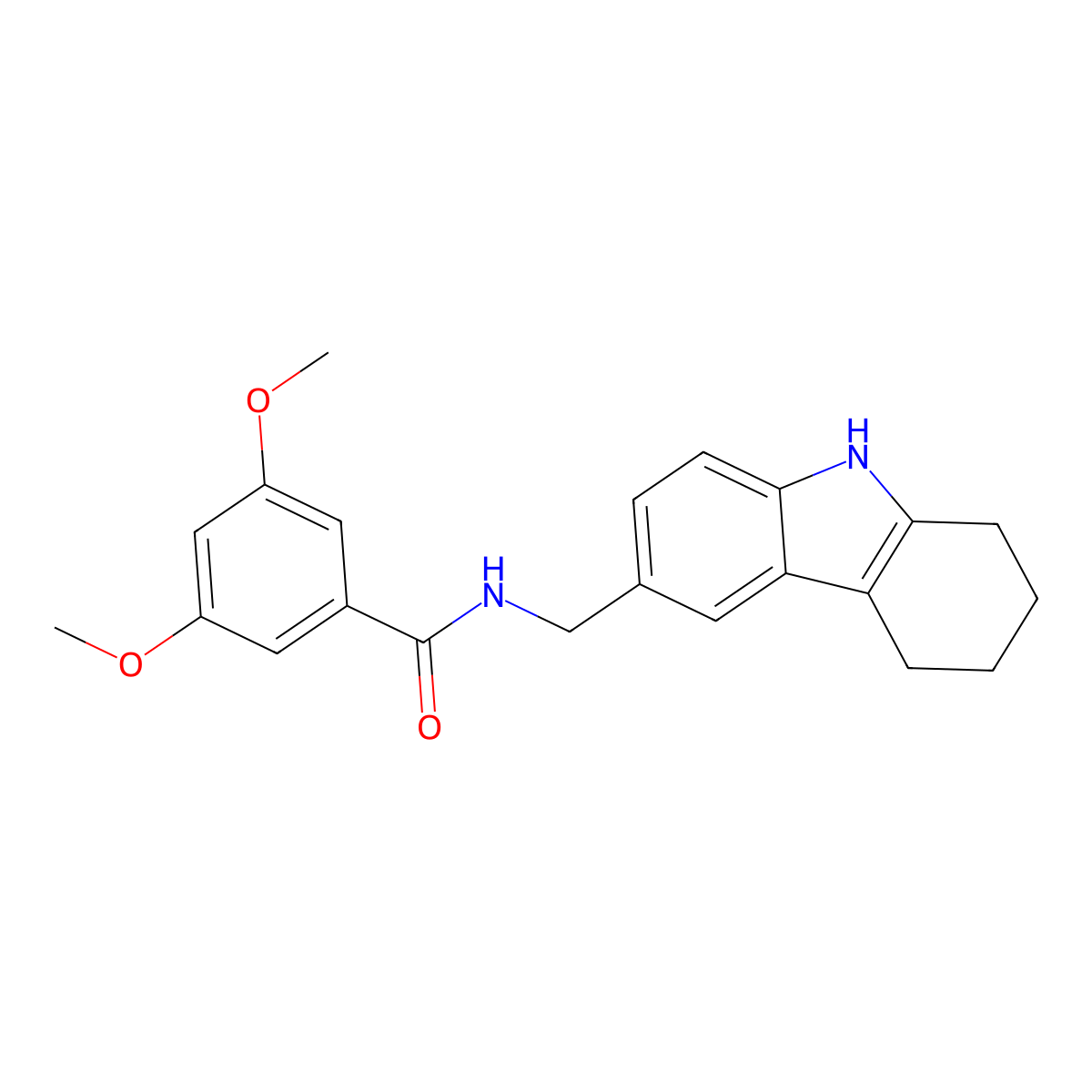 3,5-dimethoxy-N-(2,3,4,9-tetrahydro-1H-carbazol-6-ylmethyl)benzamide molecular structure, CAS 696656-38-9