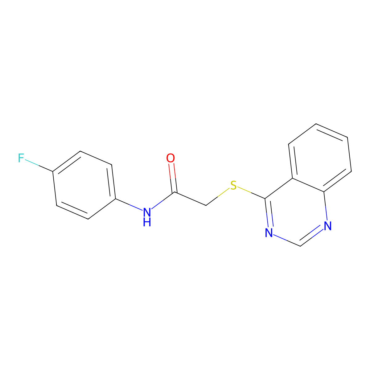 N-(4-fluorophenyl)-2-(quinazolin-4-ylsulfanyl)acetamide molecular structure, CAS 696656-65-2