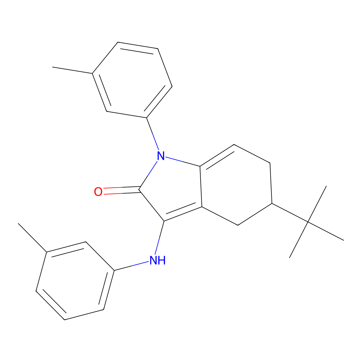 5-tert-butyl-1-(3-methylphenyl)-3-[(3-methylphenyl)amino]-1,4,5,6-tetrahydro-2H-indol-2-one molecular structure, CAS 696656-69-6