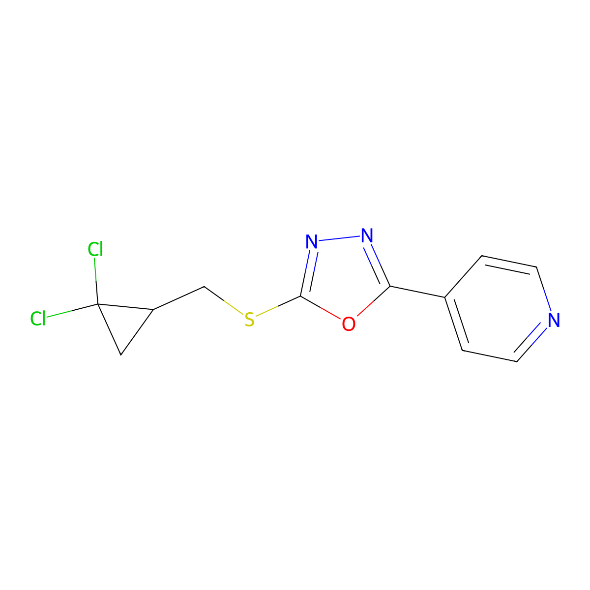 (2,2-Dichlorocyclopropyl)methyl 5-(4-pyridinyl)-1,3,4-oxadiazol-2-yl sulfide molecular structure, CAS 696657-46-2