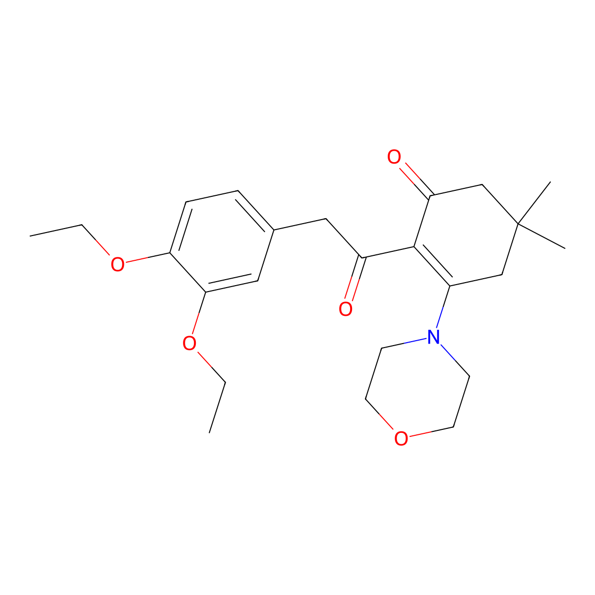 2-[2-(3,4-Diethoxyphenyl)acetyl]-5,5-dimethyl-3-morpholin-4-ylcyclohex-2-en-1-one molecular structure, CAS 696658-47-6
