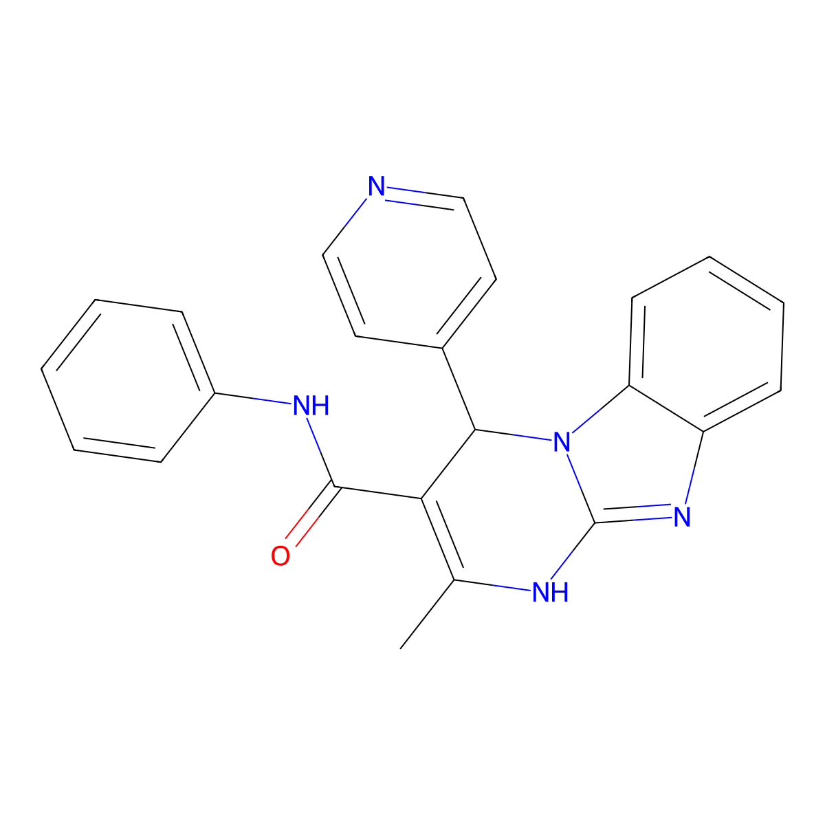 2-methyl-N-phenyl-4-pyridin-4-yl-1,4-dihydropyrimido[1,2-a]benzimidazole-3-carboxamide molecular structure, CAS 696659-02-6