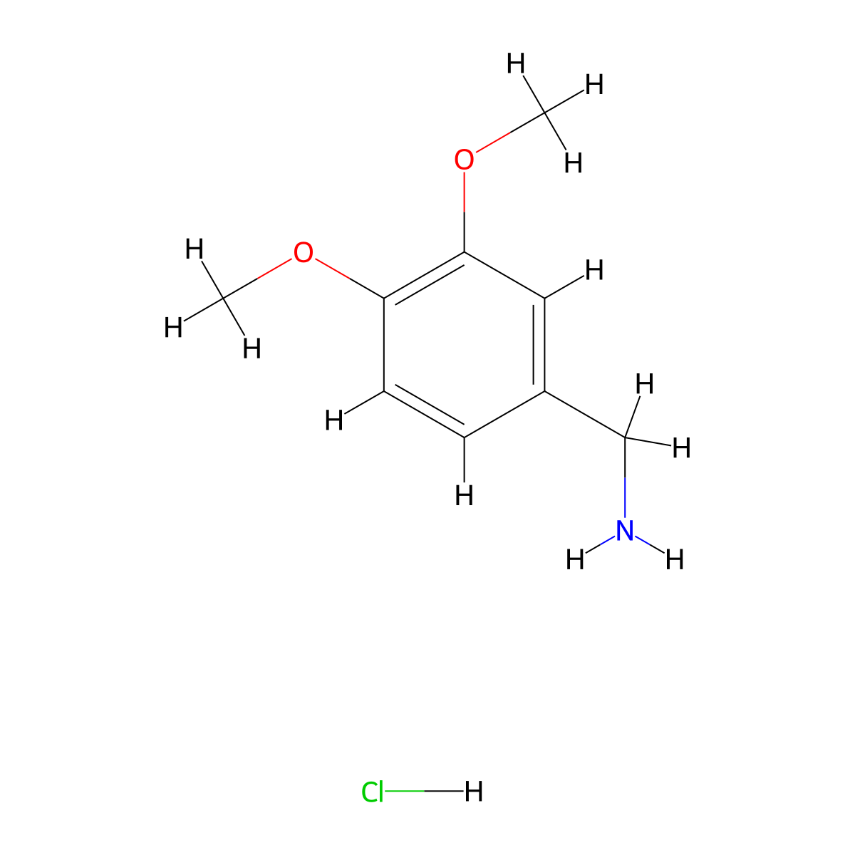 3,4-Dimethoxybenzylamine hydrochloride molecular structure, CAS 6967-51-7