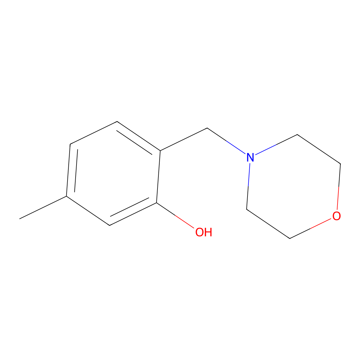 5-Methyl-2-(morpholin-4-ylmethyl)phenol molecular structure, CAS 6967-79-9