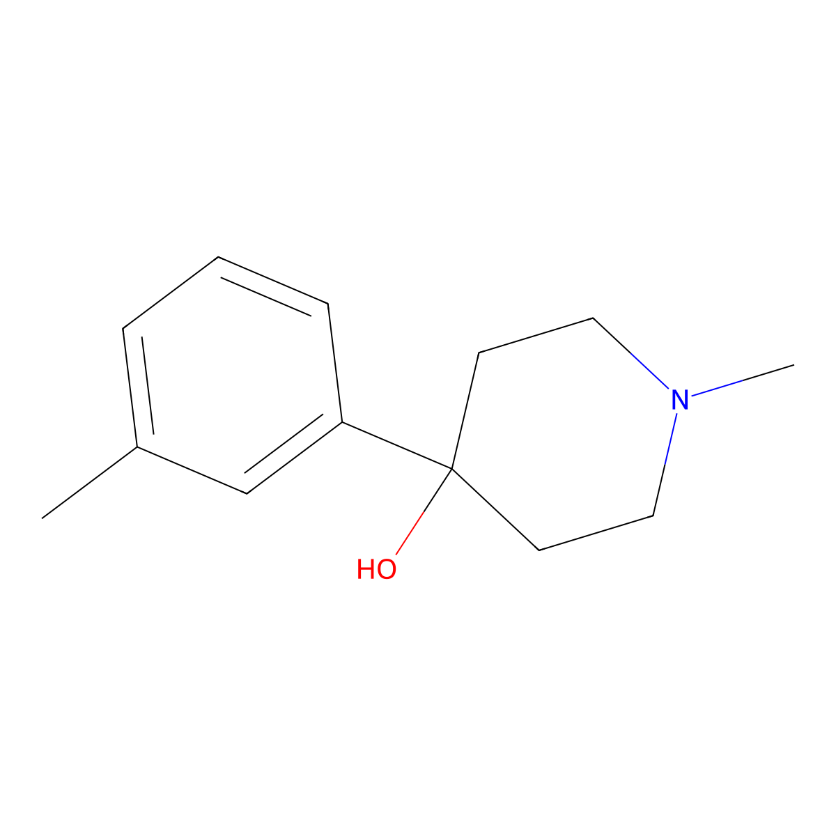1-Methyl-4-(3-methylphenyl)piperidin-4-ol molecular structure, CAS 69675-05-4