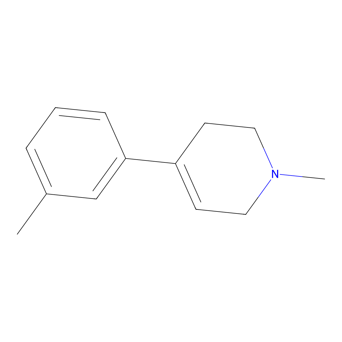 Pyridine, 1,2,3,6-tetrahydro-1-methyl-4-(3-methylphenyl)- molecular structure, CAS 69675-07-6