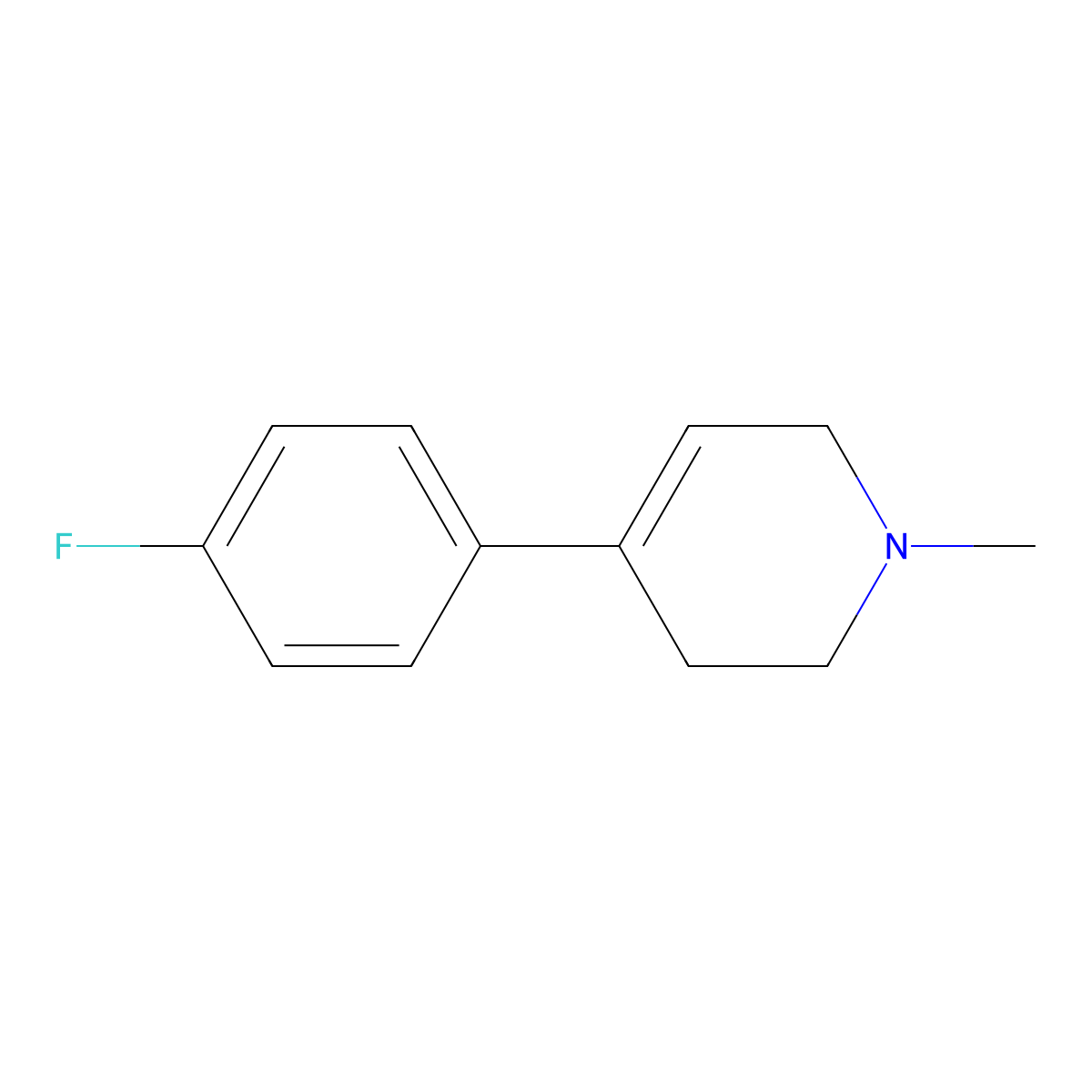 4-(4-Fluorophenyl)-1-methyl-1,2,3,6-tetrahydropyridine molecular structure, CAS 69675-10-1