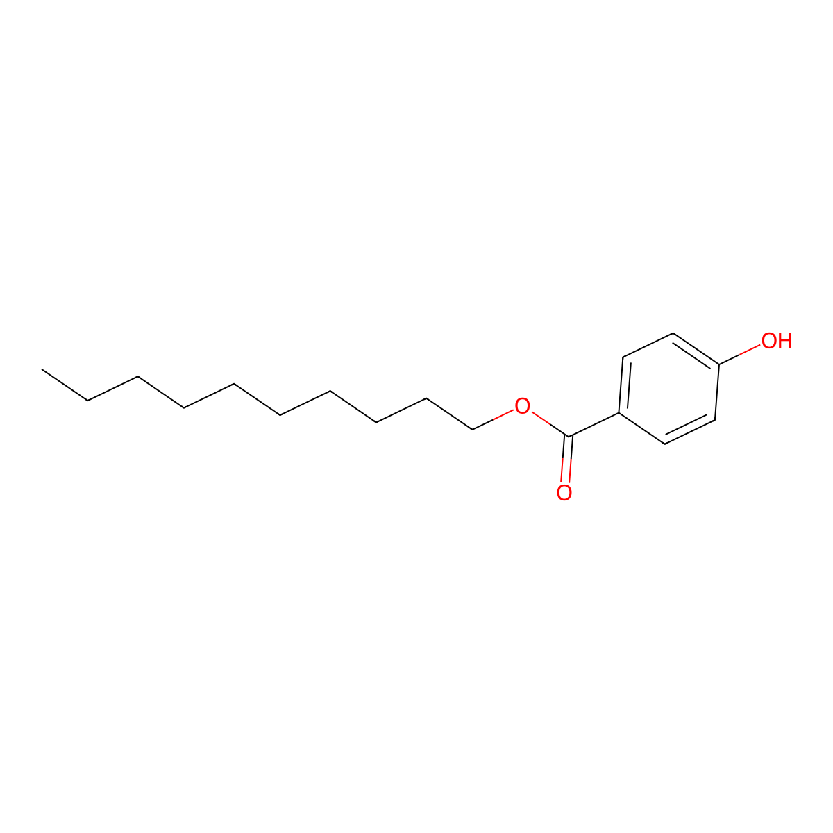Decyl 4-hydroxybenzoate molecular structure, CAS 69679-30-7