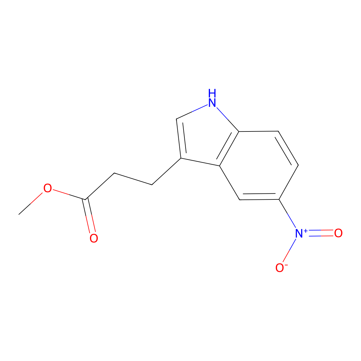 Methyl 3-(5-nitro-1h-indol-3-yl)propanoate molecular structure, CAS 6968-56-5