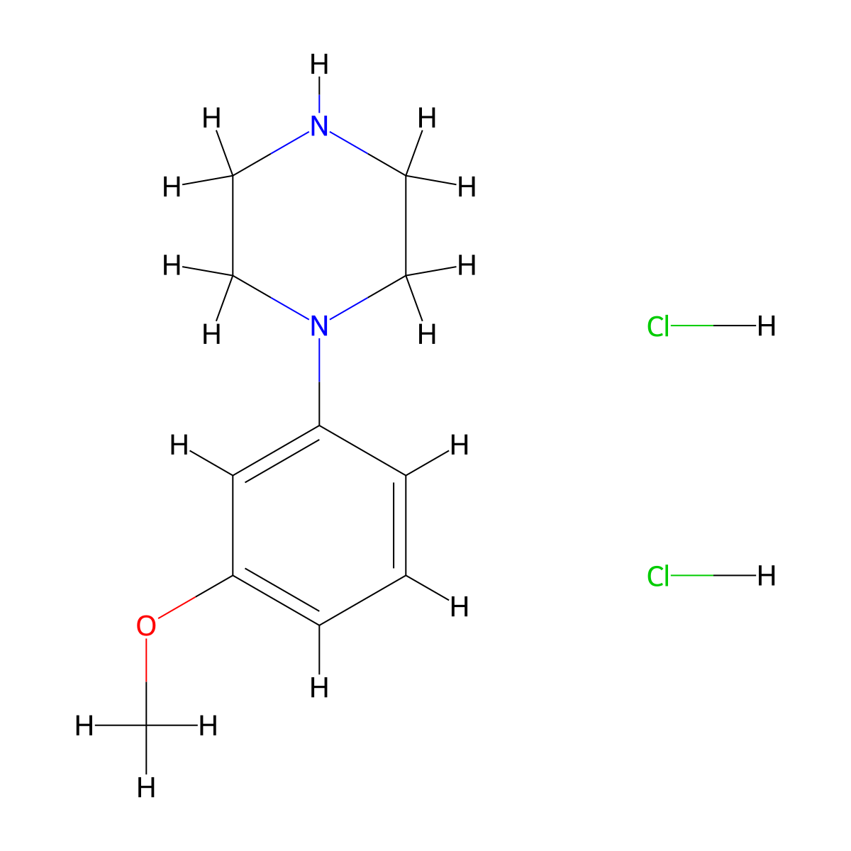 1-(3-Methoxyphenyl)piperazine dihydrochloride molecular structure, CAS 6968-76-9