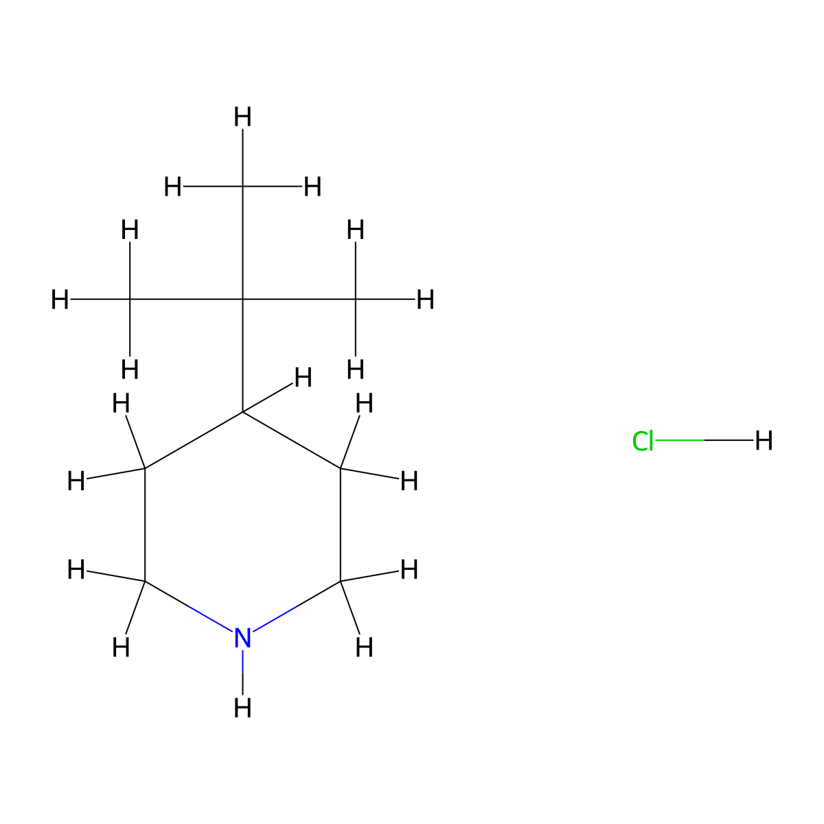 4-tert-butylpiperidine Hydrochloride molecular structure, CAS 69682-13-9