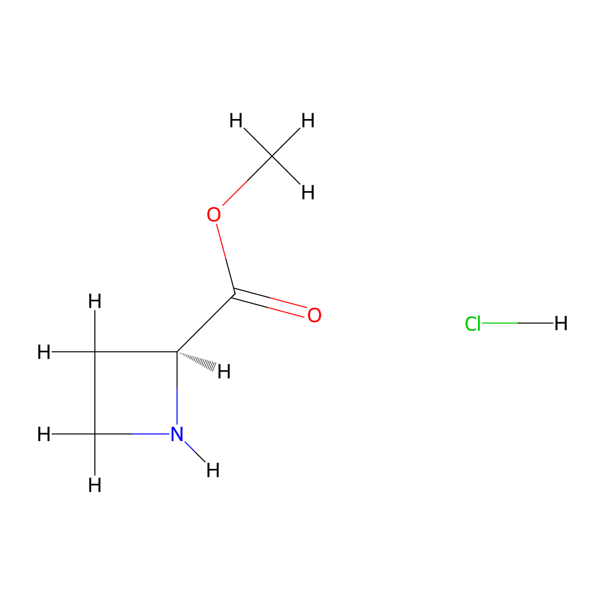 Methyl (2S)-azetidine-2-carboxylate--hydrogen chloride (1/1) molecular structure, CAS 69684-69-1