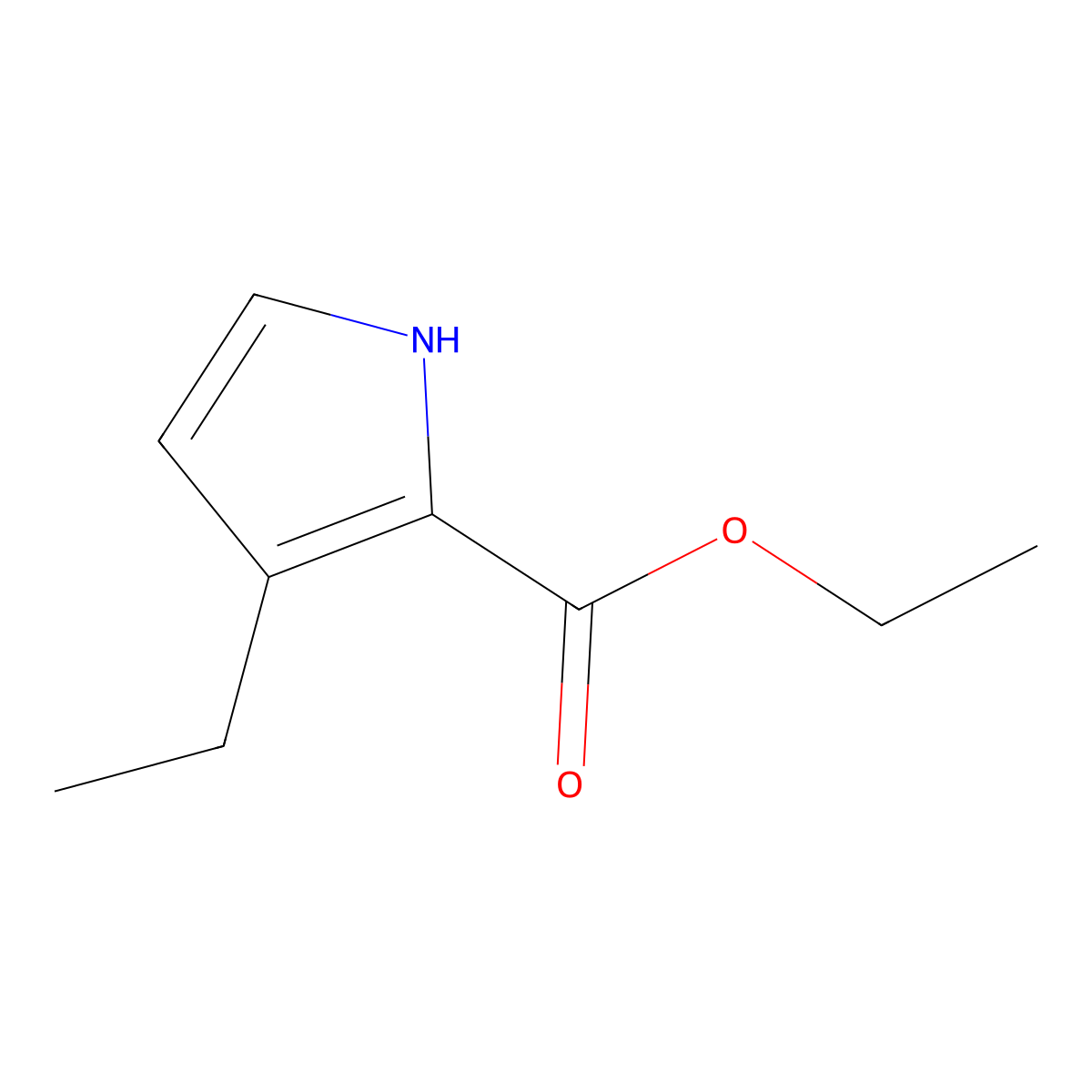 Ethyl 3-ethyl-1H-pyrrole-2-carboxylate molecular structure, CAS 69687-81-6