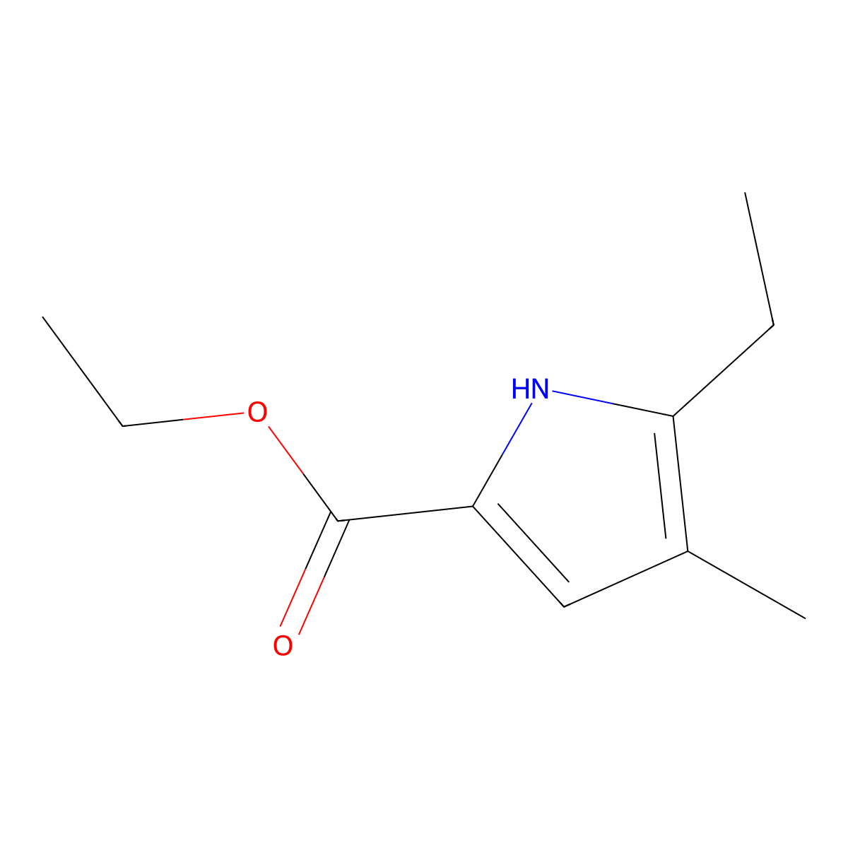 Ethyl 5-ethyl-4-methyl-1H-pyrrole-2-carboxylate molecular structure, CAS 69687-82-7