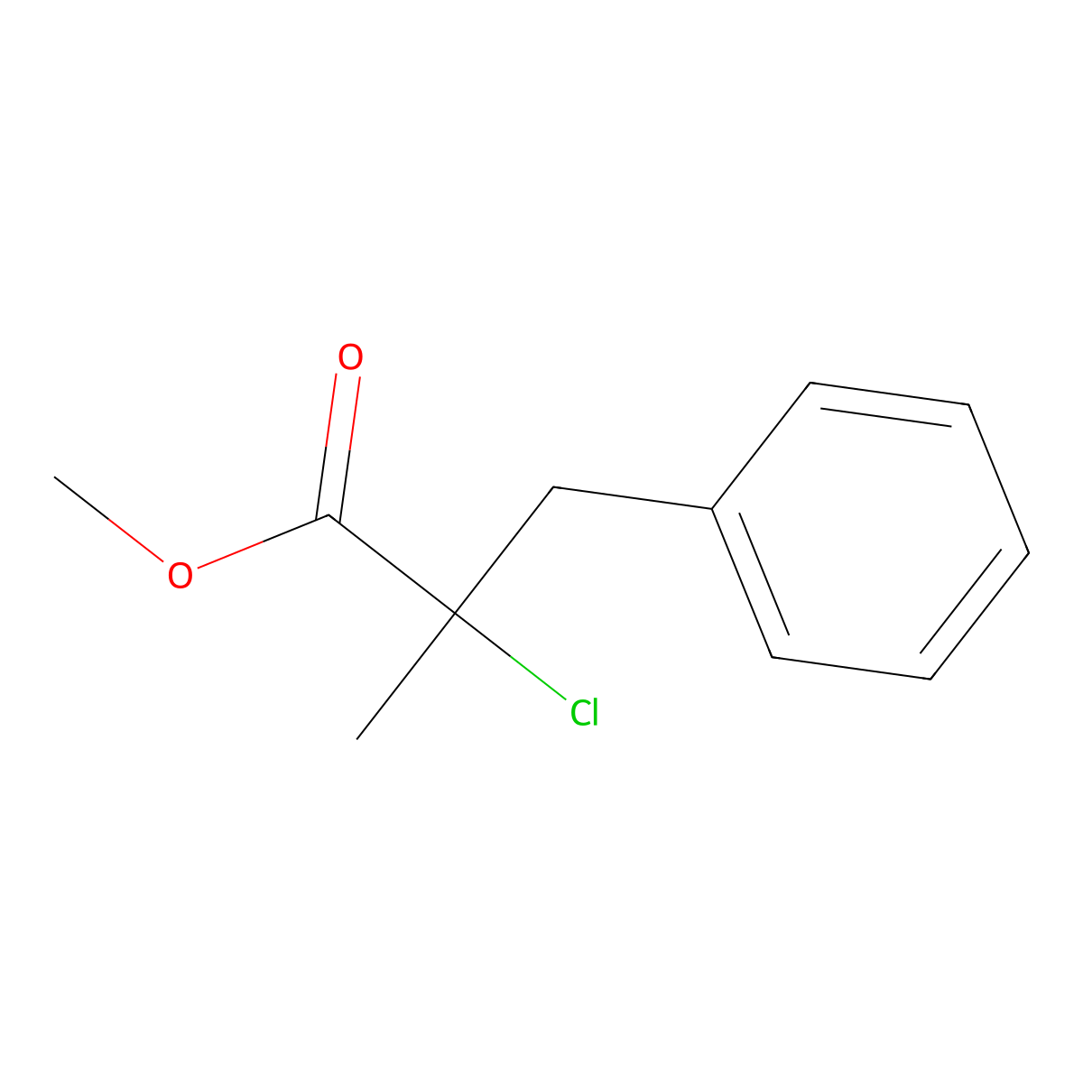 Methyl 2-chloro-2-methyl-3-phenylpropanoate molecular structure, CAS 69688-50-2