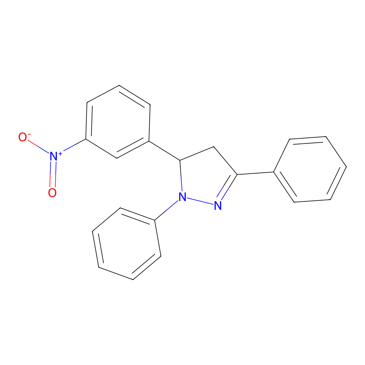 5-(3-nitrophenyl)-1,3-diphenyl-4,5-dihydro-1H-pyrazole molecular structure, CAS 6969-04-6
