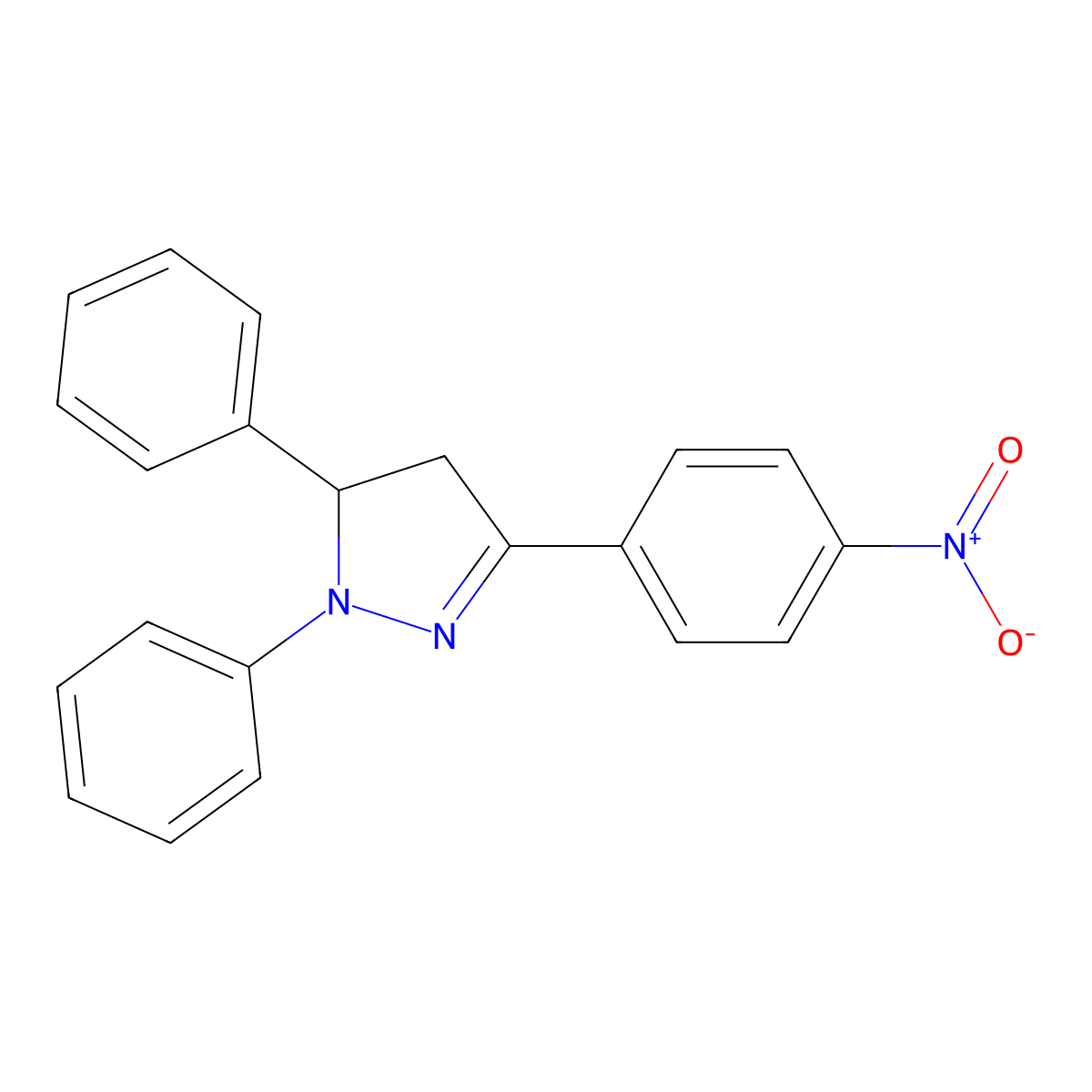 3-(4-nitrophenyl)-1,5-diphenyl-4,5-dihydro-1H-pyrazole molecular structure, CAS 6969-06-8