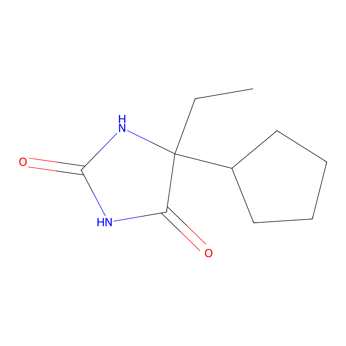 5-Cyclopentyl-5-ethyl-imidazolidine-2,4-dione molecular structure, CAS 6969-84-2