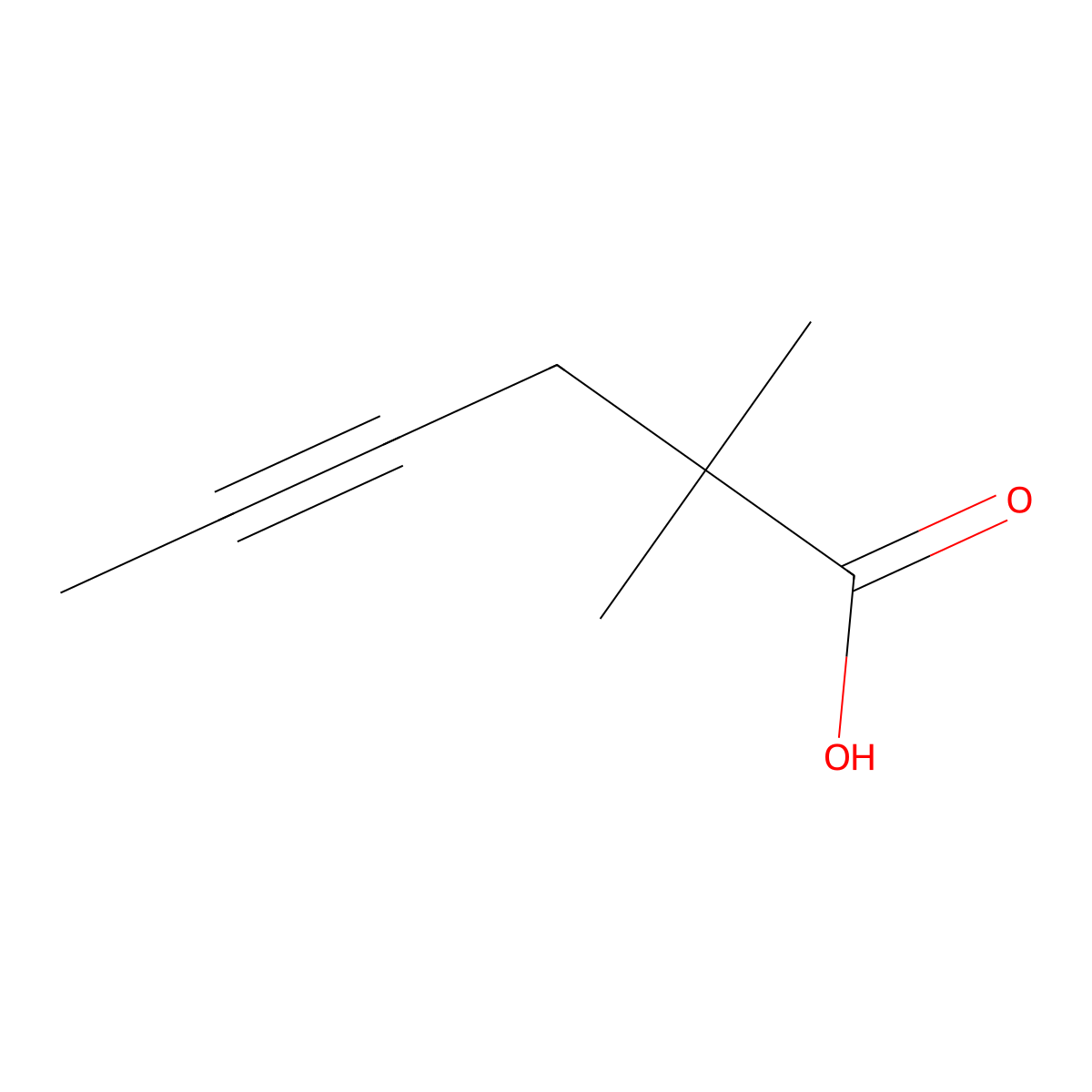 2,2-dimethylhex-4-ynoic Acid molecular structure, CAS 69691-10-7
