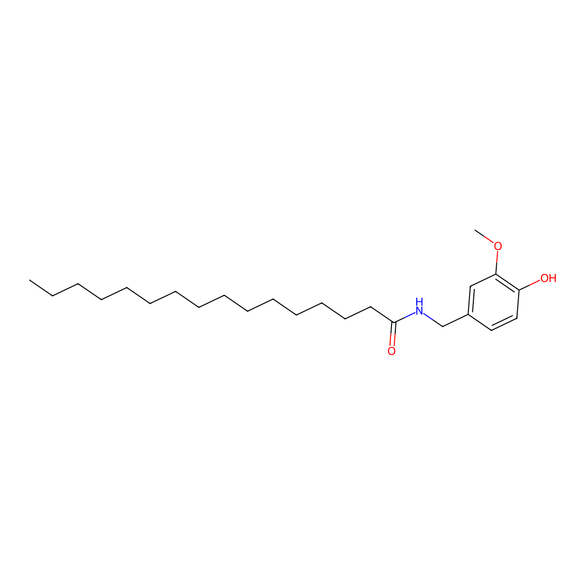Hexadecanamide, N-[(4-hydroxy-3-methoxyphenyl)methyl]- molecular structure, CAS 69693-13-6