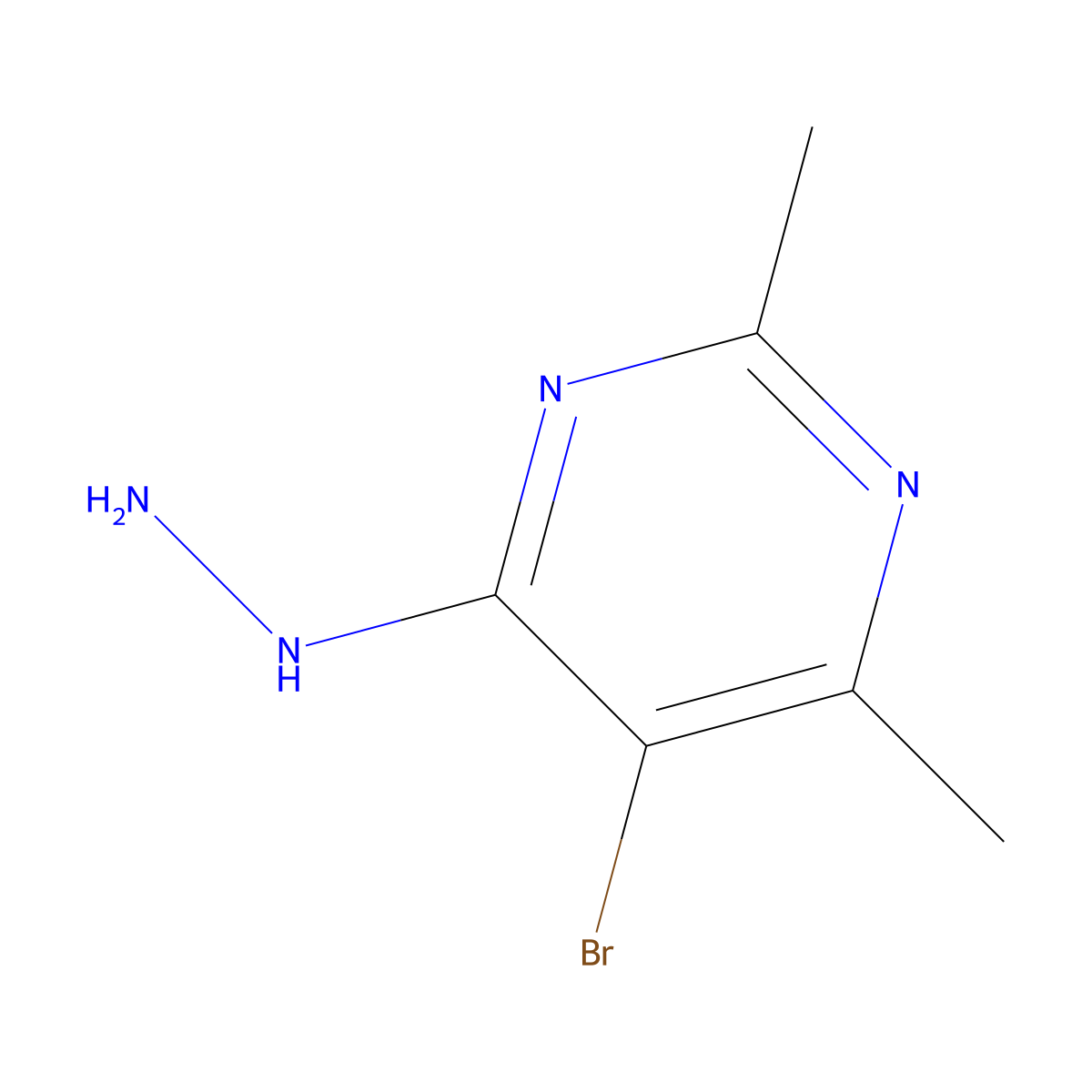5-Bromo-4-hydrazinyl-2,6-dimethylpyrimidine molecular structure, CAS 69696-36-2