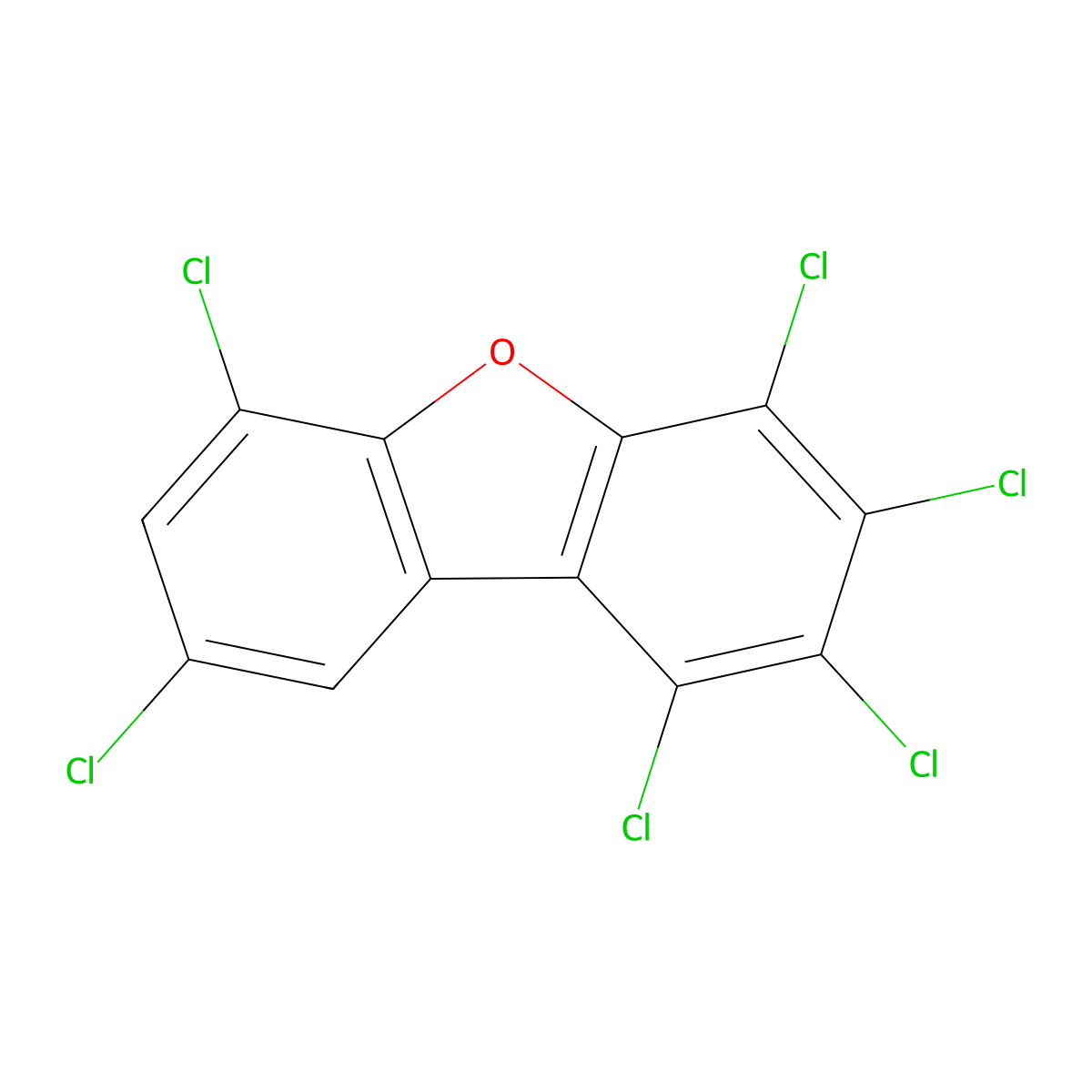 1,2,3,4,6,8-Hexachlorodibenzofuran molecular structure, CAS 69698-60-8