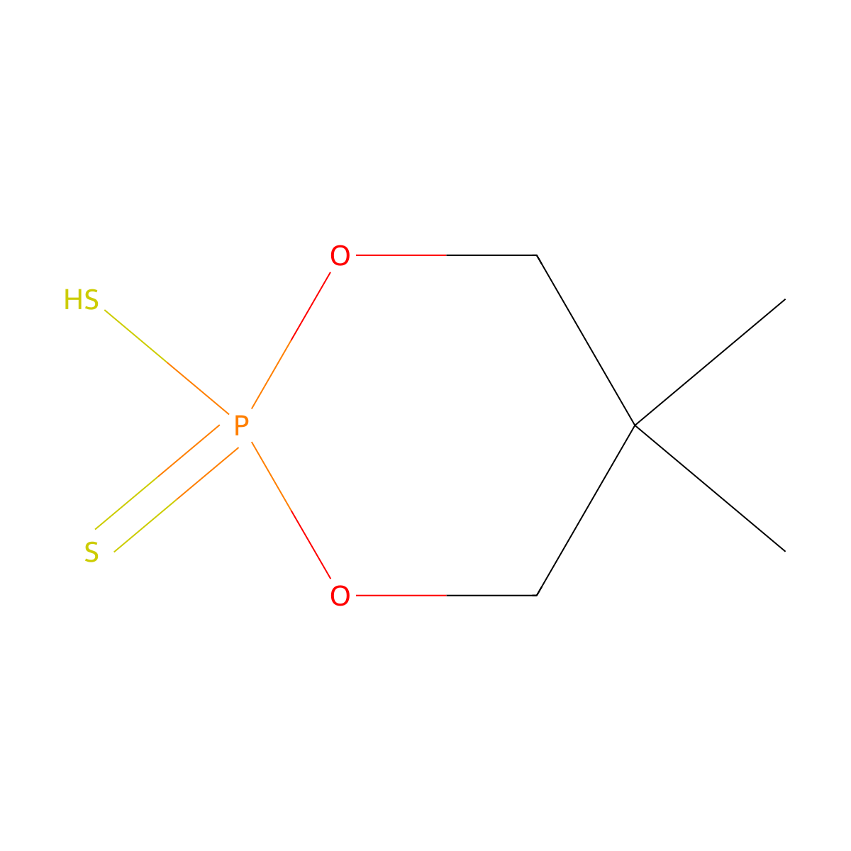 1,3,2-Dioxaphosphorinane, 2-mercapto-5,5-dimethyl-, 2-sulfide molecular structure, CAS 697-45-0