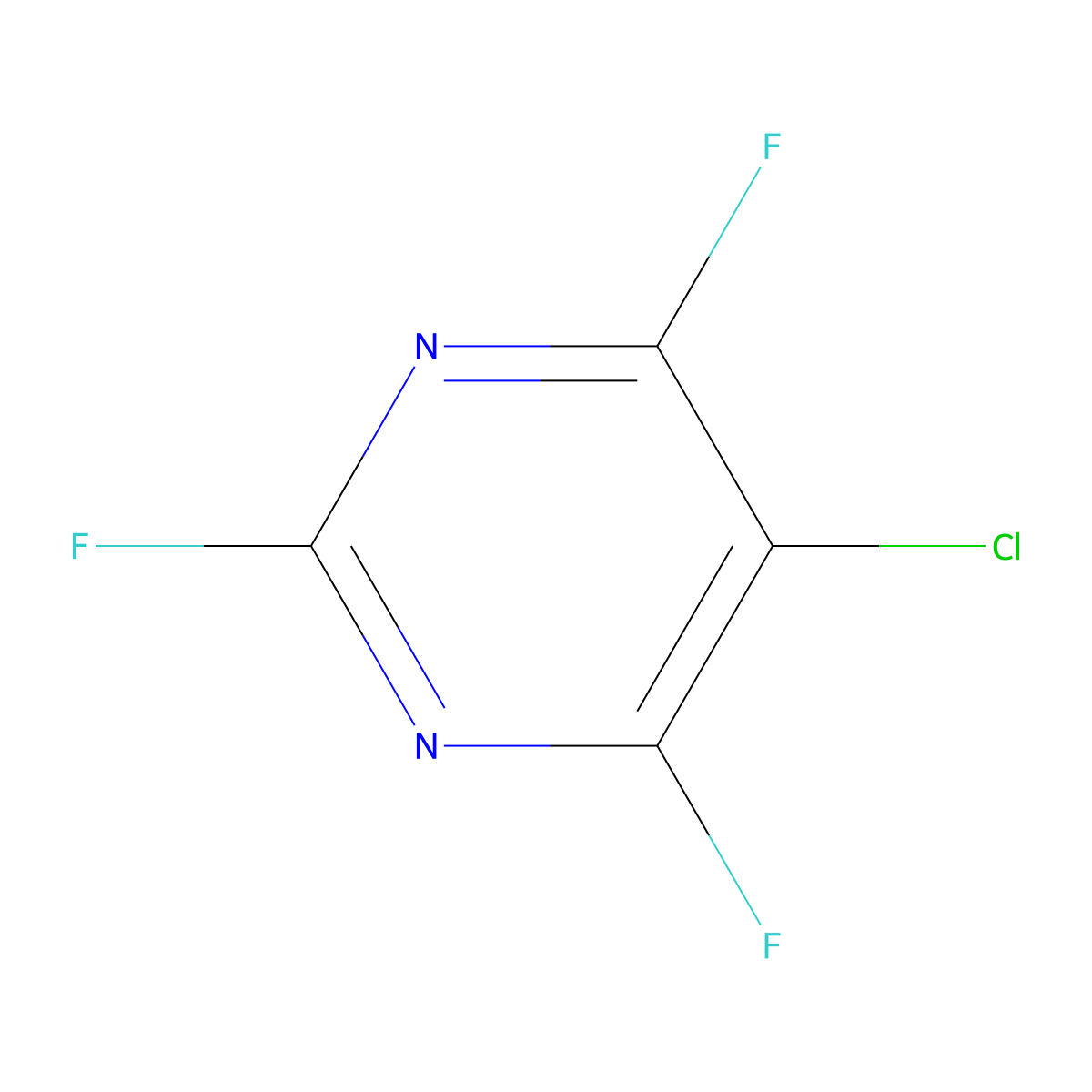 Pyrimidine, 5-chloro-2,4,6-trifluoro- molecular structure, CAS 697-83-6