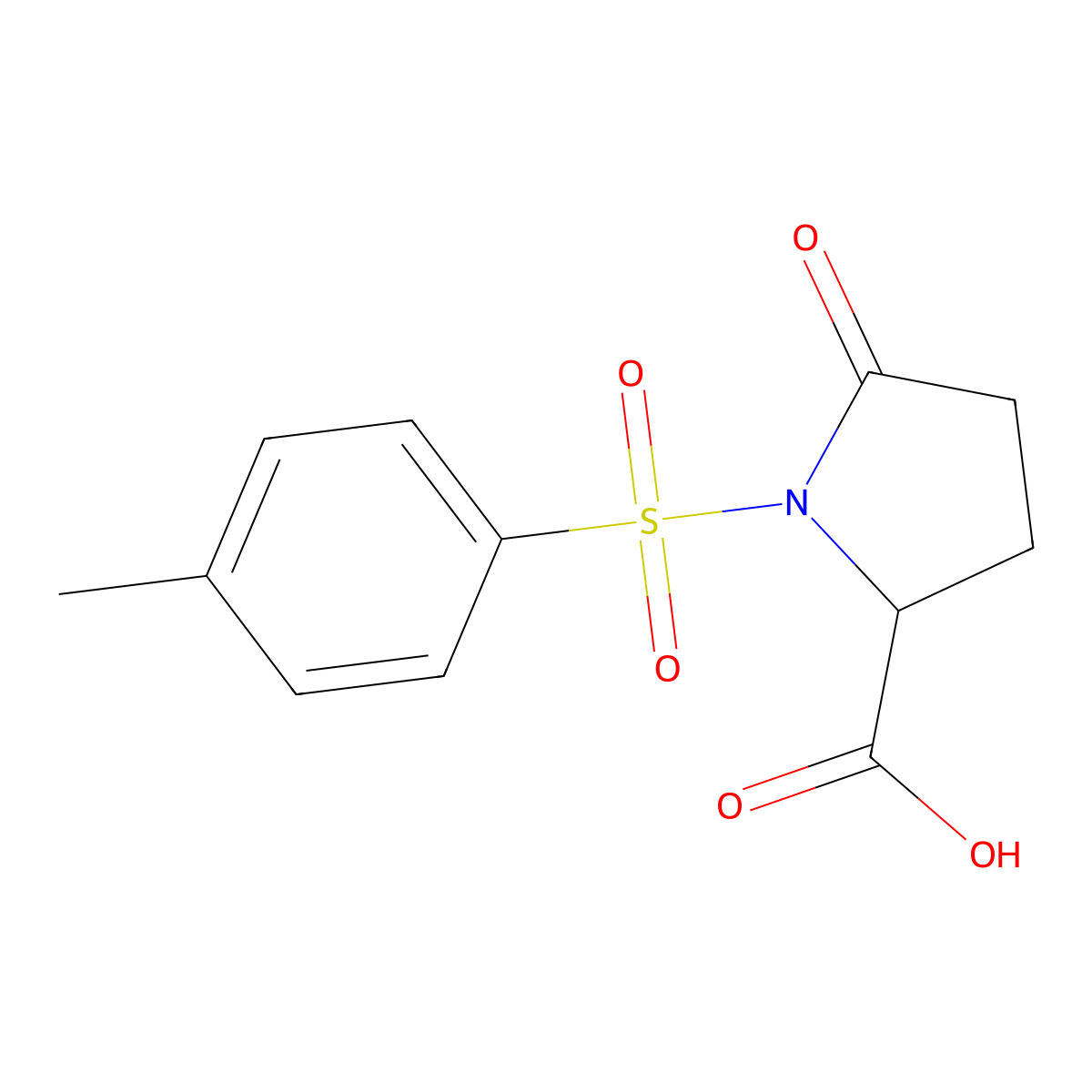 1-((4-Methylphenyl)sulfonyl)-5-oxoproline molecular structure, CAS 6970-25-8