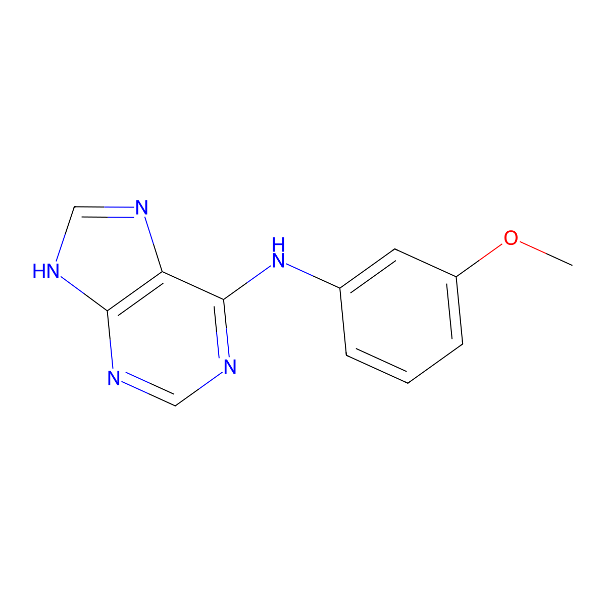 N-(3-methoxyphenyl)-9H-purin-6-amine molecular structure, CAS 6970-39-4