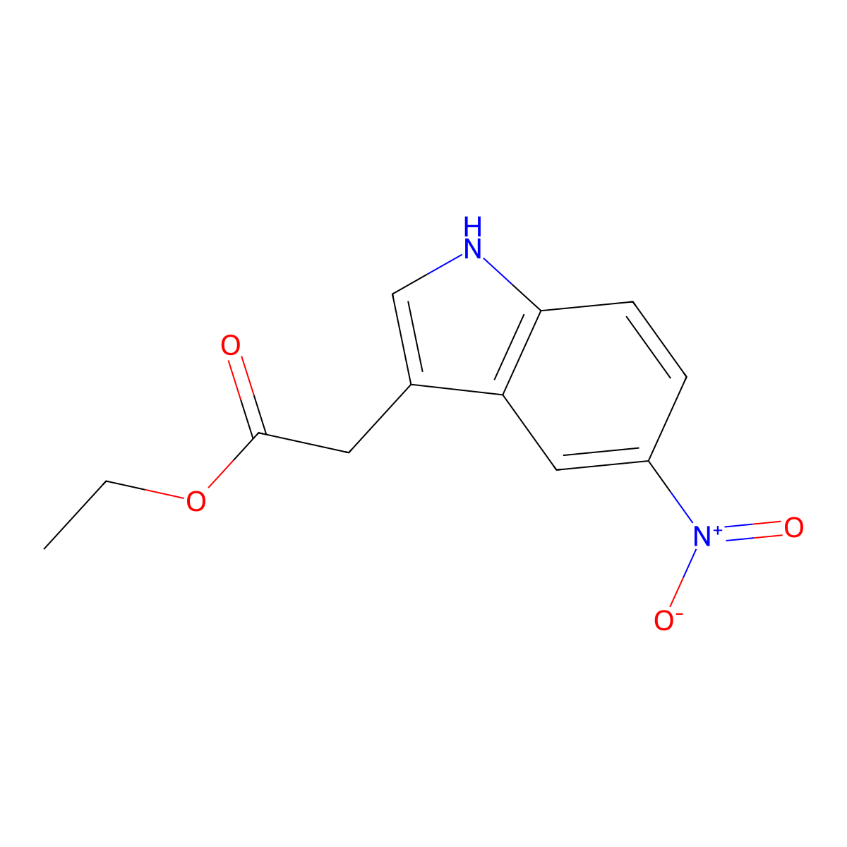 ethyl 2-(5-nitro-1H-indol-3-yl)acetate molecular structure, CAS 6970-51-0