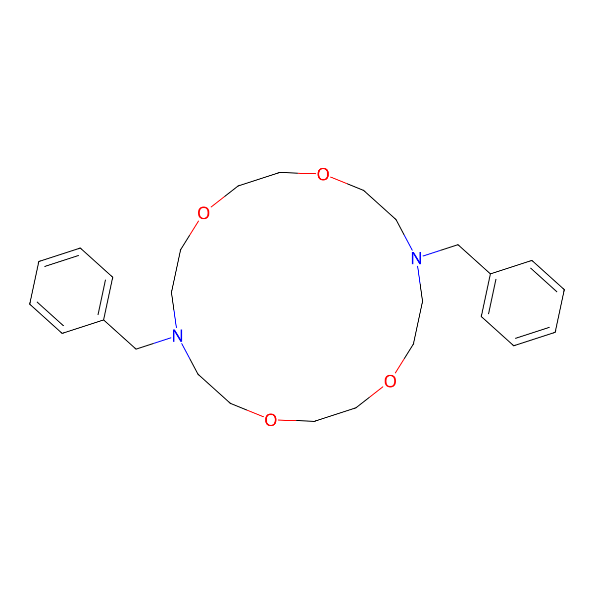 7,16-Dibenzyl-1,4,10,13-tetraoxa-7,16-diazacyclooctadecane molecular structure, CAS 69703-25-9