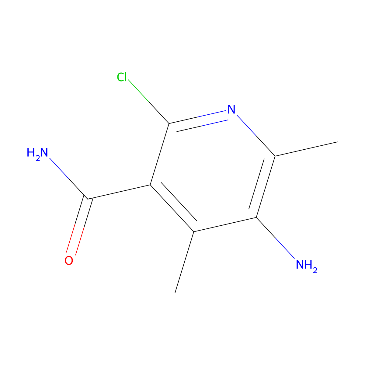5-Amino-2-chloro-4,6-dimethylnicotinamide molecular structure, CAS 6971-64-8
