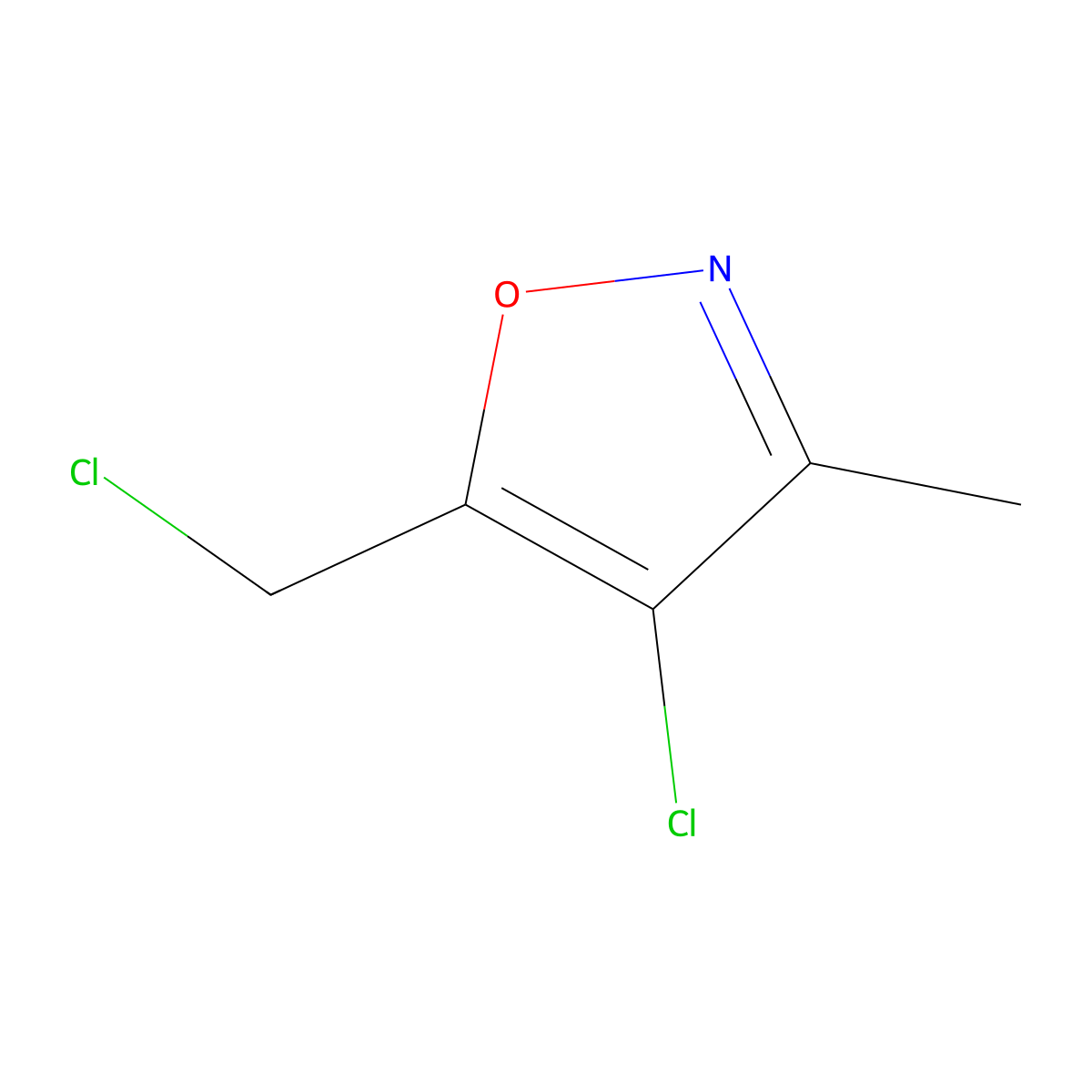 4-Chloro-5-(chloromethyl)-3-methylisoxazole molecular structure, CAS 69711-41-7