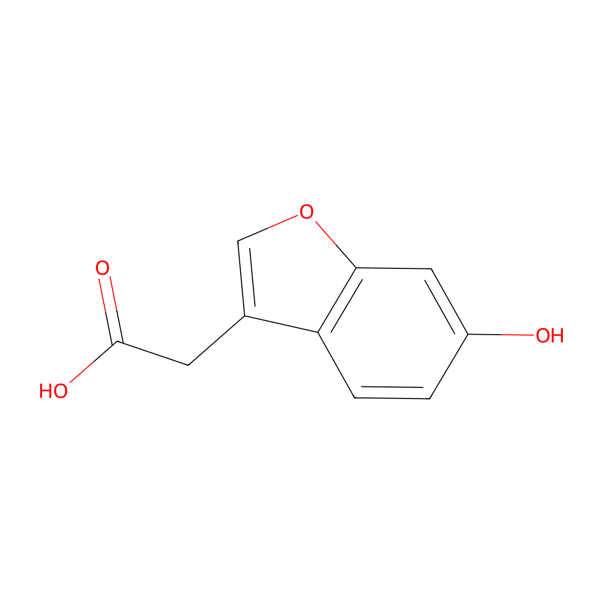 2-(6-Hydroxy-1-benzofuran-3-yl)acetic acid molecular structure, CAS 69716-04-7
