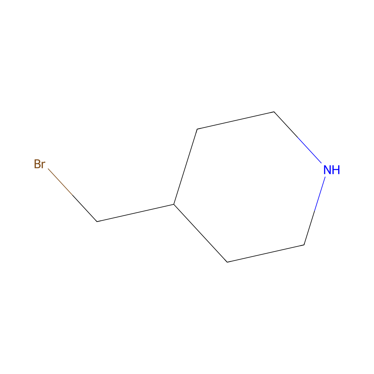4-(Bromomethyl)piperidine molecular structure, CAS 69719-84-2