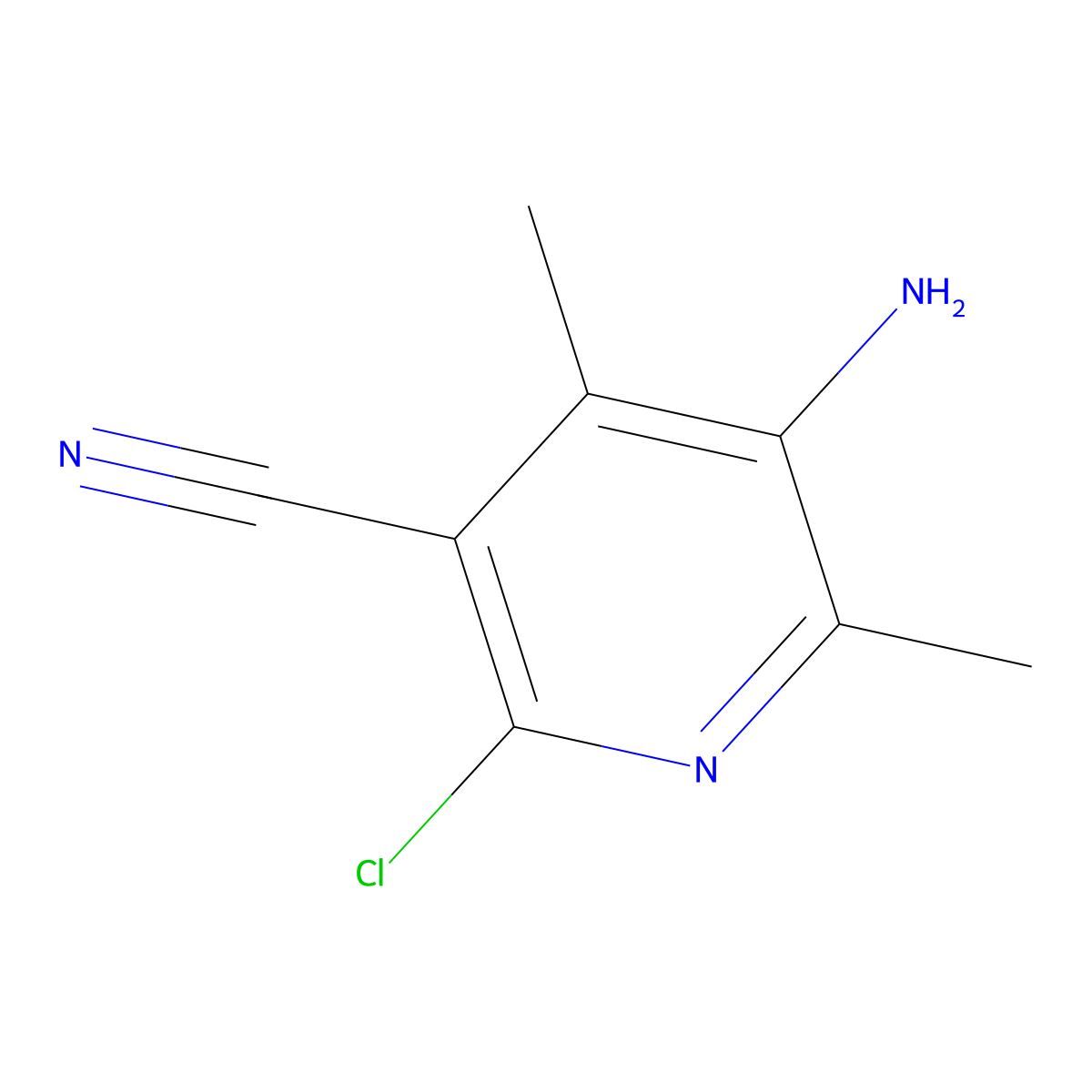 5-Amino-2-chloro-4,6-dimethylpyridine-3-carbonitrile molecular structure, CAS 6972-36-7