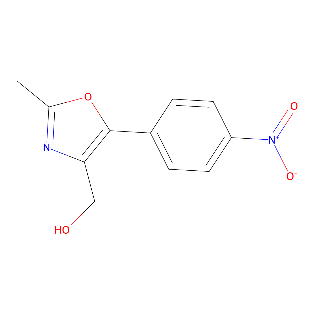 [2-Methyl-5-(4-nitrophenyl)-1,3-oxazol-4-yl]methanol molecular structure, CAS 6972-57-2
