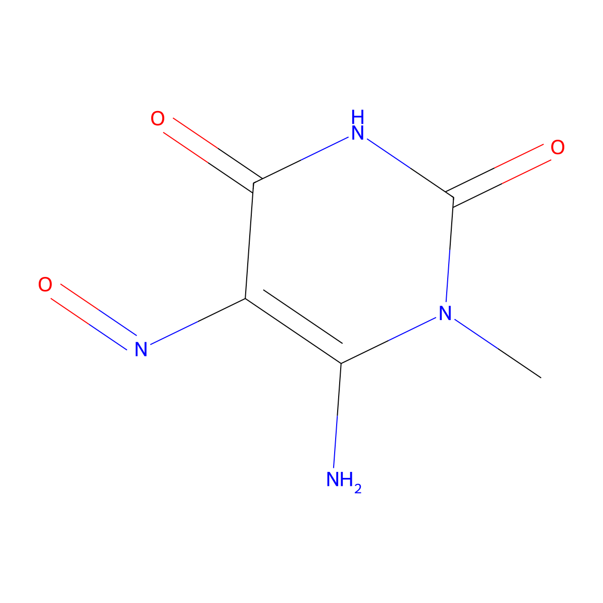 6-Amino-1-methyl-5-nitroso-2,4(1H,3H)-pyrimidinedione molecular structure, CAS 6972-78-7