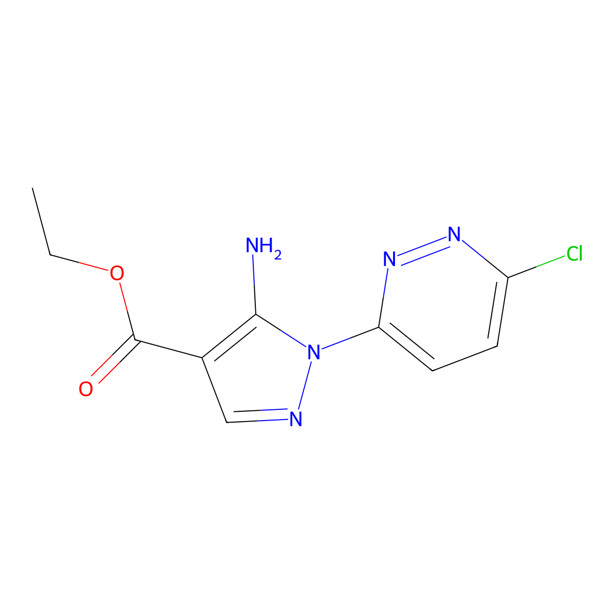 ethyl 5-amino-1-(6-chloropyridazin-3-yl)-1H-pyrazole-4-carboxylate molecular structure, CAS 69720-12-3
