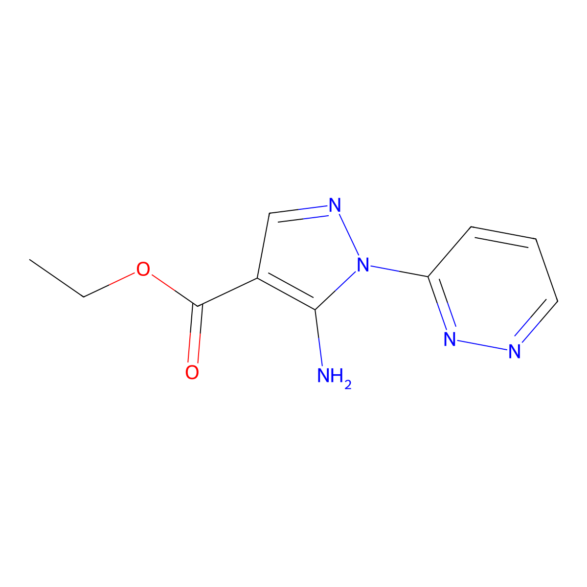 ethyl5-amino-1-(pyridazin-3-yl)-1H-pyrazole-4-carboxylate molecular structure, CAS 69720-49-6