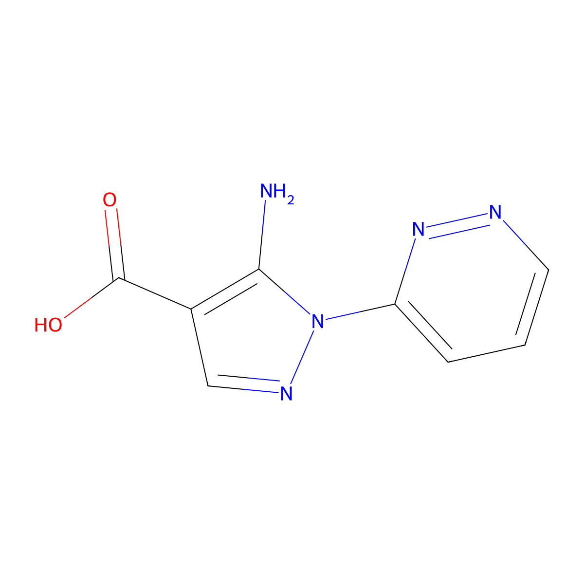 5-amino-1-(pyridazin-3-yl)-1H-pyrazole-4-carboxylic acid molecular structure, CAS 69720-73-6