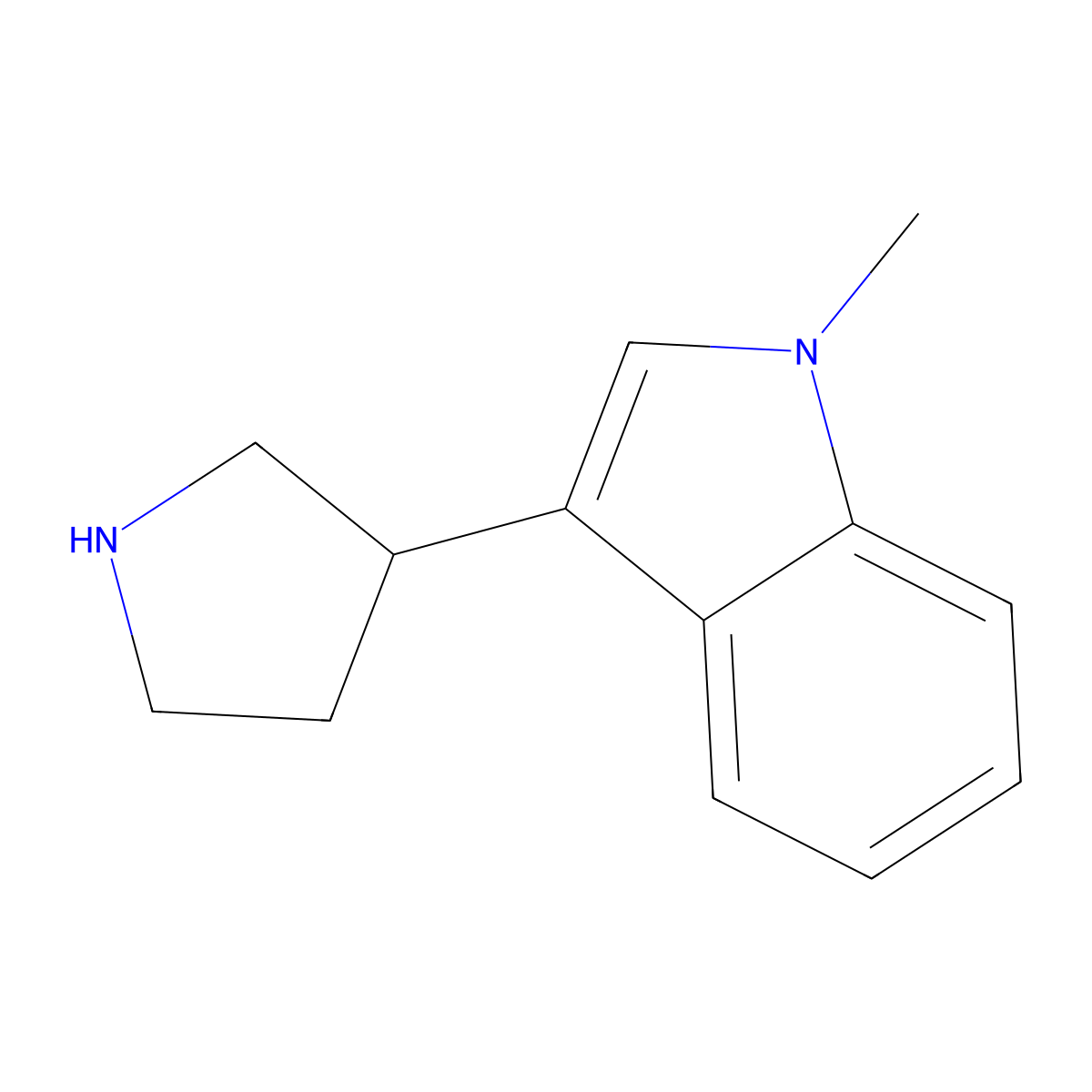 1-methyl-3-(pyrrolidin-3-yl)-1H-indole molecular structure, CAS 697218-81-8