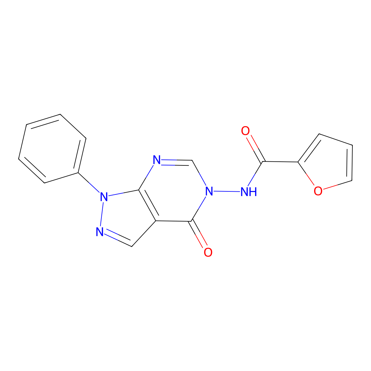 N-(4-oxo-1-phenyl-1H-pyrazolo[3,4-d]pyrimidin-5(4H)-yl)furan-2-carboxamide molecular structure, CAS 69722-22-1