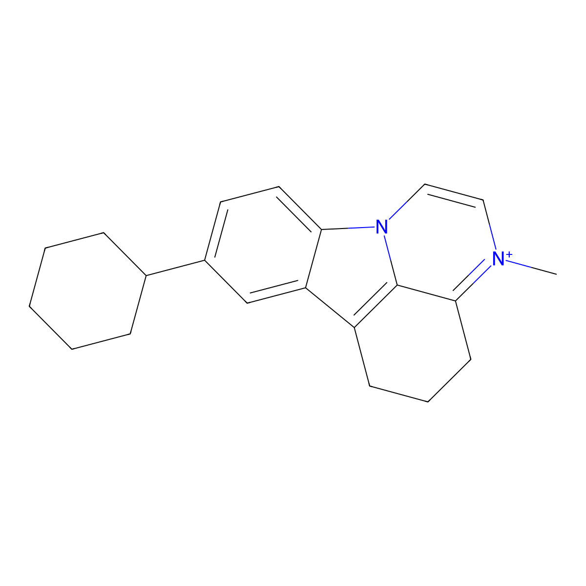 8-cyclohexyl-3-methyl-5,6-dihydro-4H-pyrazino[3,2,1-jk]carbazol-3-ium molecular structure, CAS 697224-07-0