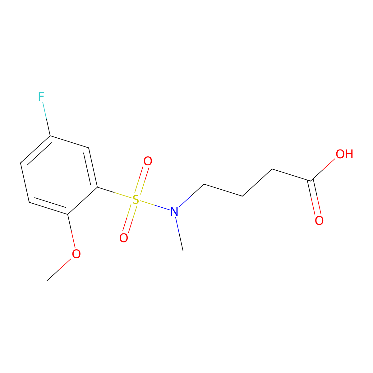 4-[[(5-Fluoro-2-methoxyphenyl)sulfonyl](methyl)amino]butanoic acid molecular structure, CAS 697229-49-5