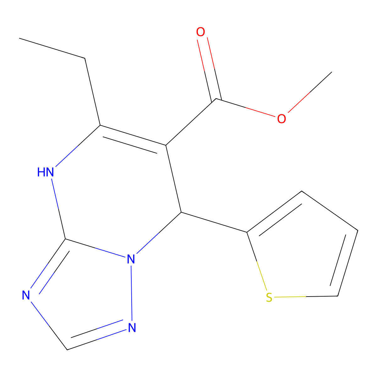 Methyl 5-ethyl-7-(thiophen-2-YL)-4H,7H-[1,2,4]triazolo[1,5-A]pyrimidine-6-carboxylate molecular structure, CAS 697230-13-0