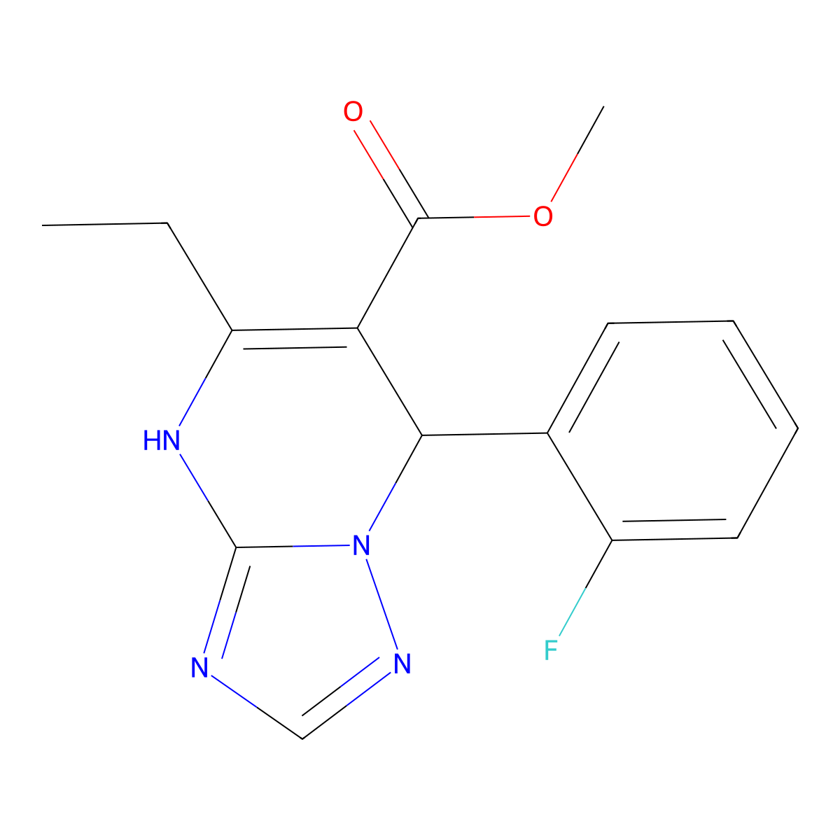 Methyl 5-ethyl-7-(2-fluorophenyl)-4,7-dihydro[1,2,4]triazolo[1,5-a]pyrimidine-6-carboxylate molecular structure, CAS 697230-14-1